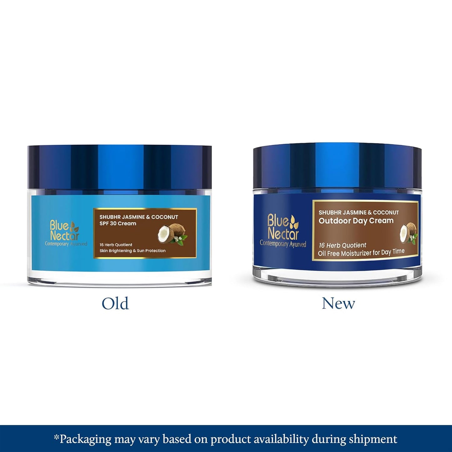 Blue Nectar Coconut Face Cream with SPF 30 Sunscreen for Women | Plant Based Oil Free Moisturizer for Face with Vitamin E | Brightening Sunscreen for Oily, Dry & Sensitive Skin (16 Herbs, 50g)