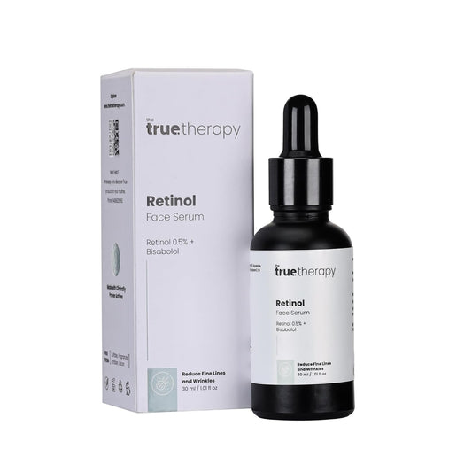 The True Therapy 0.5% Retinol Face Serum for Anti-Aging, Lightweight Night Face Serum with Retinol, Bisabolol & Squalane Reduce Fine Lines & Wrinkles | For Women & Men – 30 ml