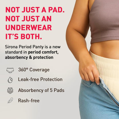 Sirona Disposable Period Panty for Girls & Women | L-XL | Pack of 5 | 360° Coverage for Stress Free Periods | Leakage Protection for Heavy Flow | Rash Free | Super Absorbent with Comfortable Fit