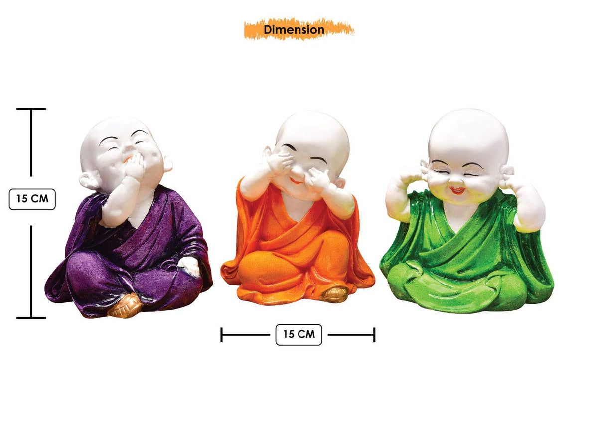 Laughing Baby Buddha Resine Showpiece (Orange,Green,Purple)