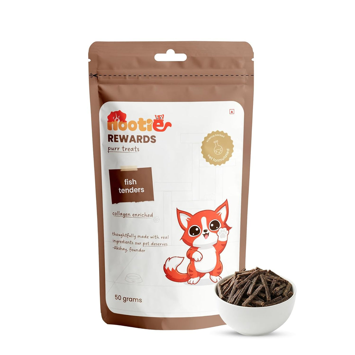 Nootie Purr Treats Fish Tenders Cat Treats, High Protein, 50g