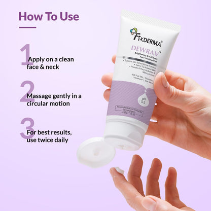 Fixderma Dewrav Brightening & Oil-Free Face Moisturizer with Panthenol & ACB Fruit Mix | 24-Hour Hydration | Dermatologist Recommended for Women & Men - 50g