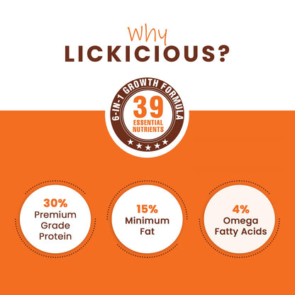 LICKICIOUS Dry Dog Food Puppy 1kg | High Protein Chicken, Rice, Egg, Milk | 39 Essential Nutrients | Healthy Skin Shiny Coat, Strong Bone & Muscles | Complete Balanced Pure Pet Food for Pedigree Dogs