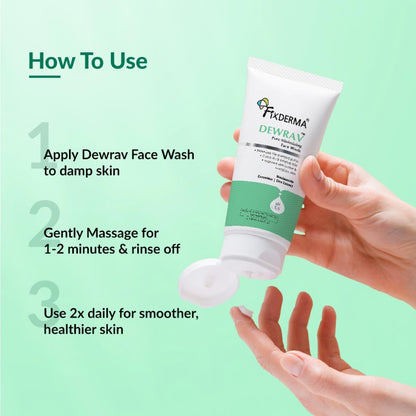 Fixderma Dewrav 2% Niacinamide Pore Minimizing Face Wash with Ceramides & Cica Extract | Face Wash for Open Pores Tightening | Strengthens Skin Barrier & Brightens Skin | For Men & Women- 100ml