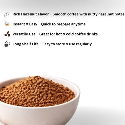 D'aromas Freeze Dried Hazelnut Coffee 100g | Premium Instant Flavoured Coffee Powder | Rich Aroma Smooth Taste | Perfect for Hot & Cold Coffee, Latte & Cappuccino