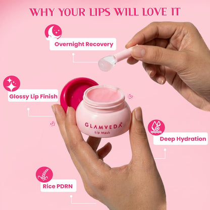 Glamveda Rice PDRN Lip Recovery Mask 3.5g | Overnight Lip Repair Mask with Rice PDRN & Hyaluronic Acid | Deep Hydration & Glossy Lip Treatment for Dry Lips