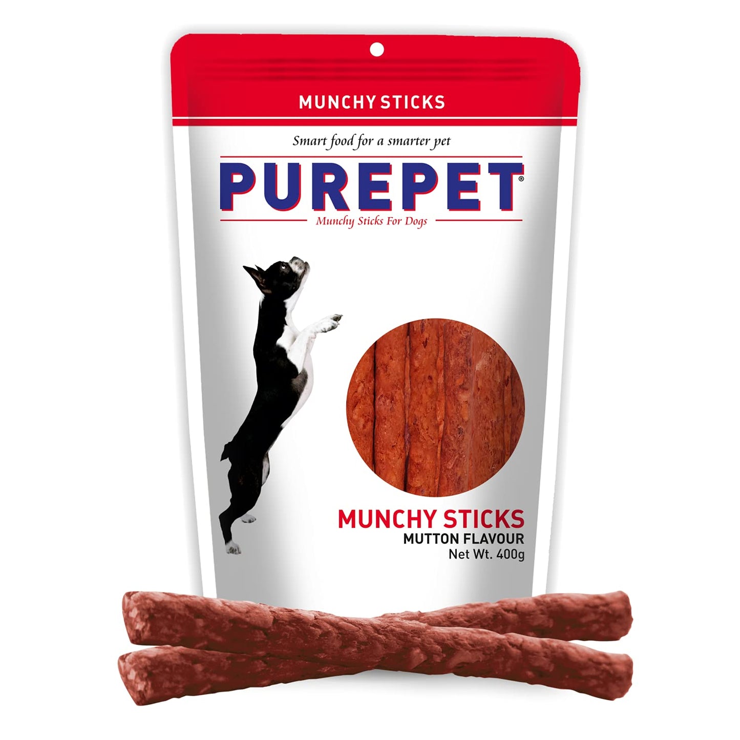 PUREPET Dog Treat Munchy Sticks, Mutton Flavour 400G Pack, All Life Stages