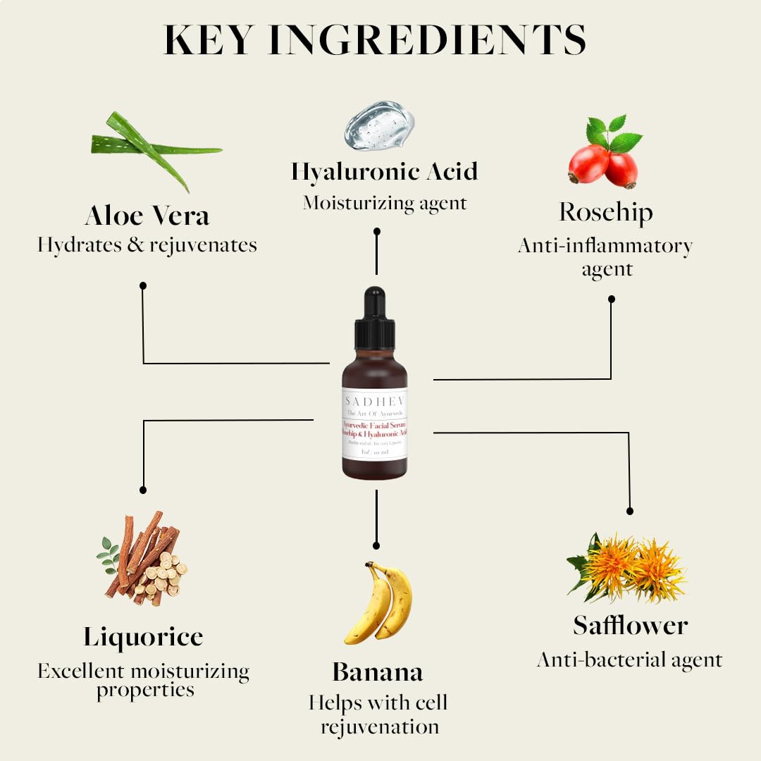 Sadhev Ayurvedic Facial Serum Rosehip & Hyaluronic Acid