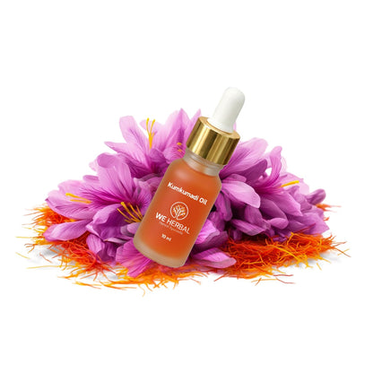 WeHerbal Kumkumadi Face Oil 10ml, Ayurvedic Brightening & Anti-Ageing Serum with Saffron, Turmeric & Sandalwood, Repairs Pigmentation & Fine Lines, No Added Colour or Fragrance