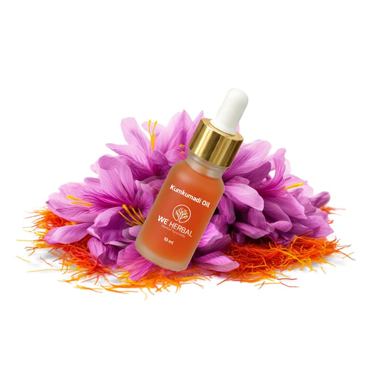 WeHerbal Kumkumadi Face Oil 10ml, Ayurvedic Brightening & Anti-Ageing Serum with Saffron, Turmeric & Sandalwood, Repairs Pigmentation & Fine Lines, No Added Colour or Fragrance
