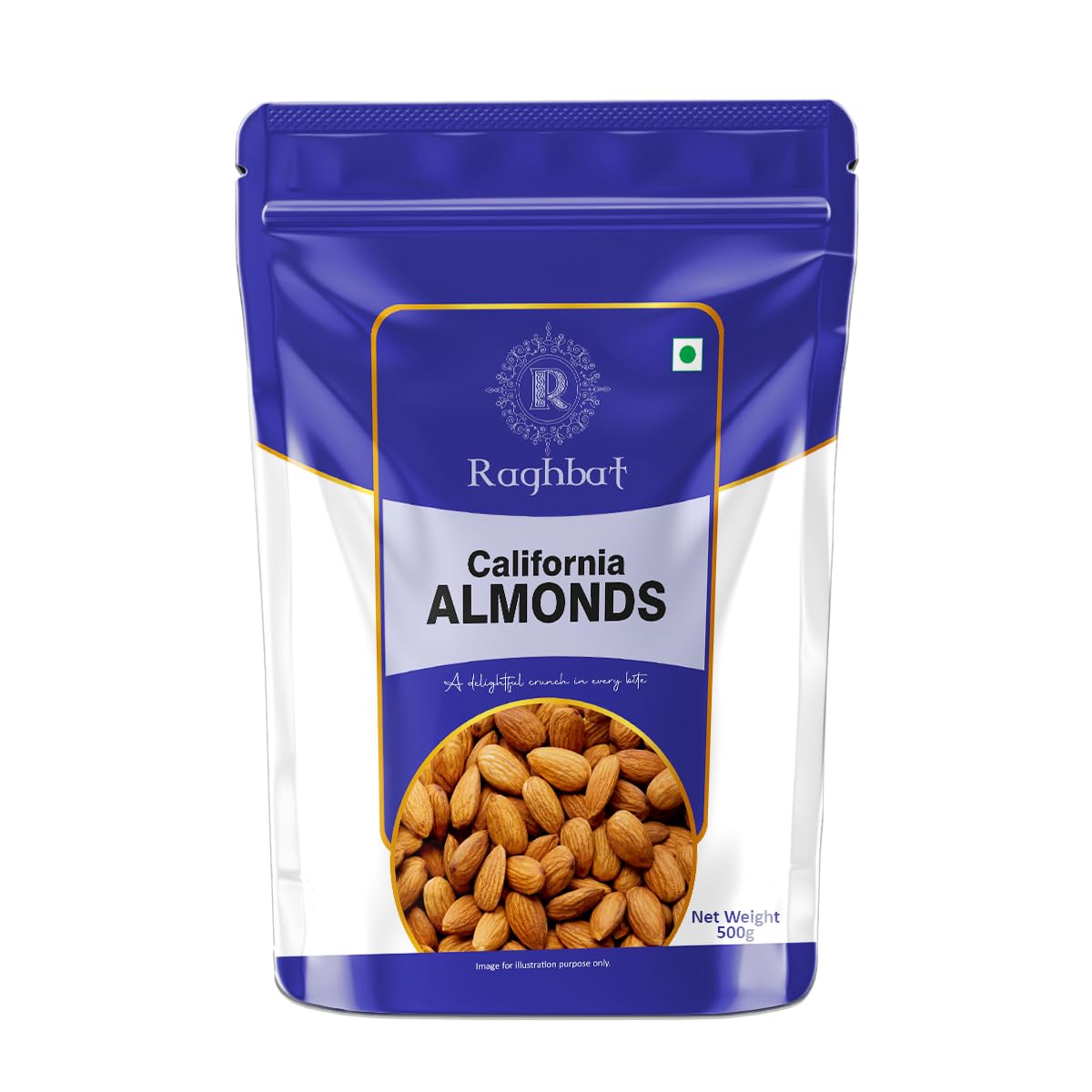 Raghbat California Almonds (500g) – Whole Raw Badam Giri | High Protein & Fibre | Gluten-Free & Non-GMO Dry Fruits