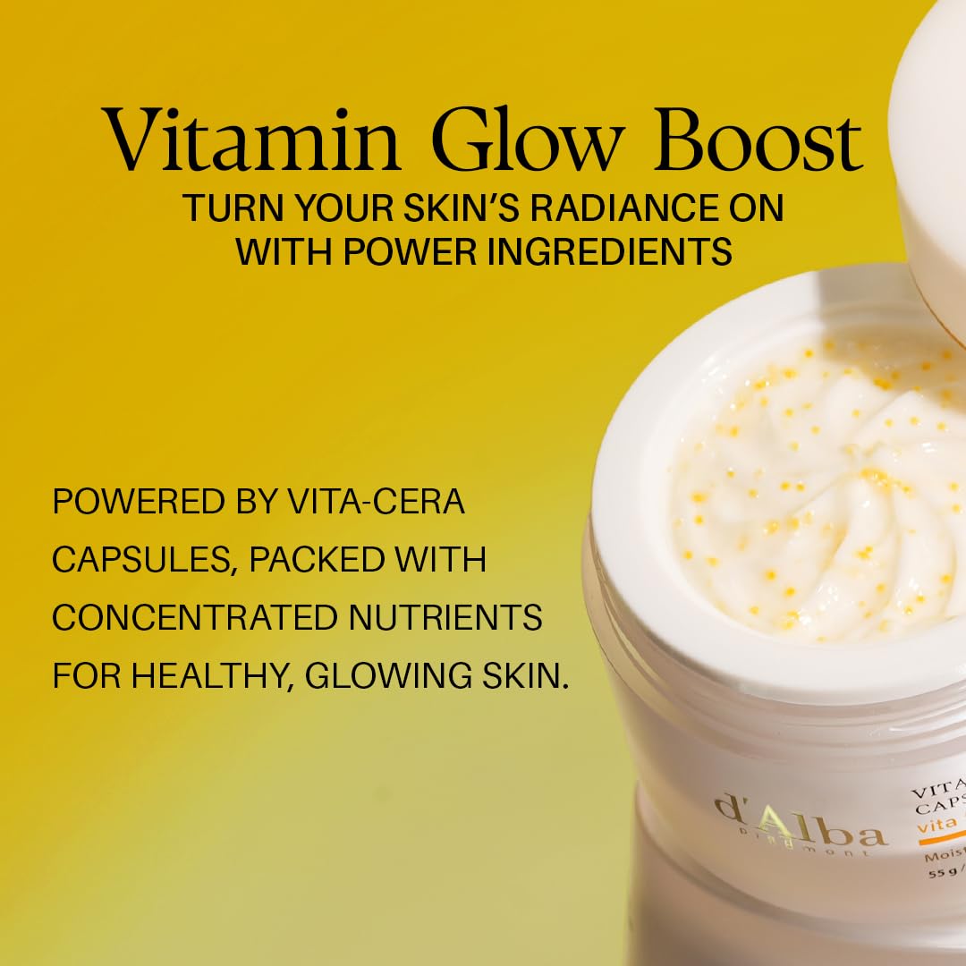 d'alba Piedmont Vita Toning capsule Cream, Deep Hydration Face Moisturizer, Glass Skin with Vita-Cera Oil Capsules, Deep Hydration Face Moisturizer, 55g