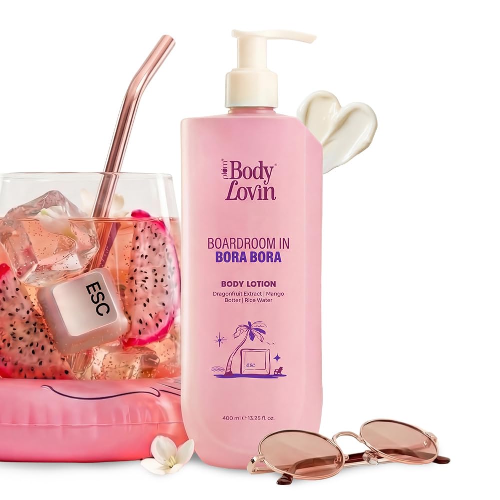 Plum BodyLovin’ Boardroom In Bora Bora Body Lotion | Hydrating & Brightening Body Lotion | Lightweight Hydration | Dragonfruit Extract, Mango Butter & Rice Water | Sweet Tropical Fragrance | 400 ml
