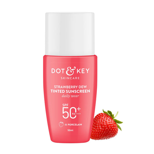 Zephivo Dot & Key Strawberry Dew Tinted Sunscreen SPF 50+ Pa++++ - 01 Porcelain | Protection Against UA/UB | Broad Spectrum, Water & Sweat resistant | For All Skin Types | 50ml
