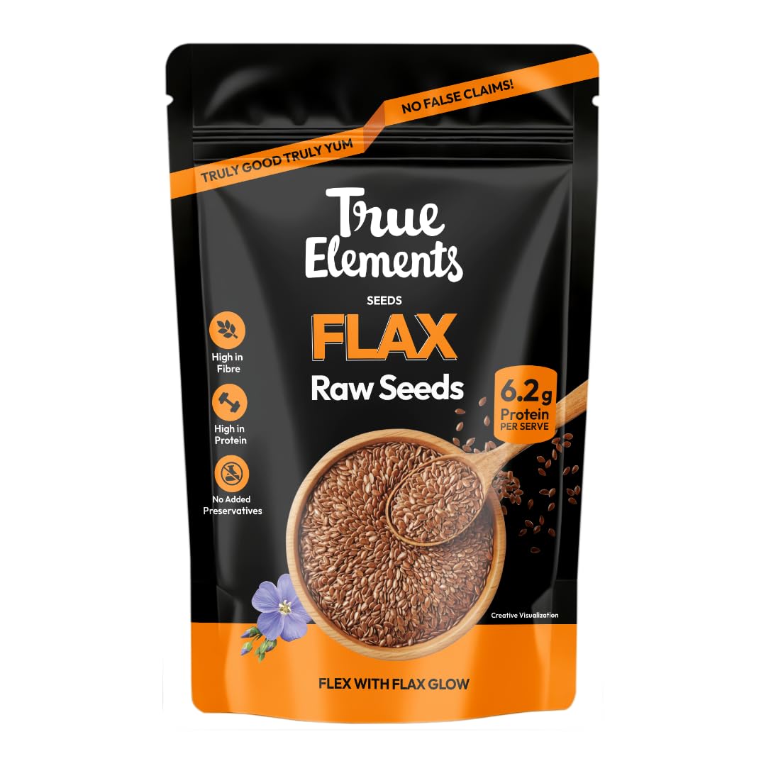 True Elements Flax Seeds 900g - Alsi Seeds | Flax Seeds for Hair Growth | Raw Seeds for Eating | Source of Iron & Dietary Fibre | Source of Iron | Rich in Protein