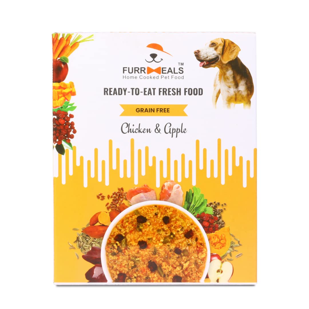 FurrMeals Wet Dog Food | Chicken and Apple | Grain Free | Pack of 1 x 300g | All Breed | Preservative Free | Ready-to-Eat Fresh Dog Food,All Life Stages