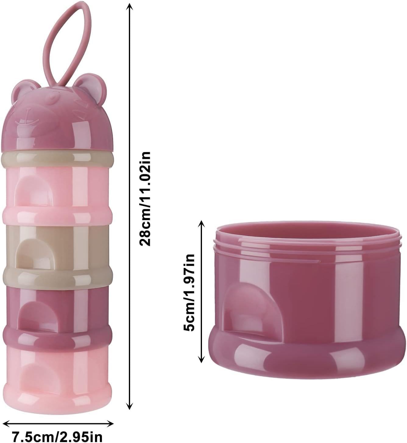 Mini Baby The Baby Store Plastic Best 4 Layer Milk Cute Bear Portable Baby Food Milk Powder Storage Bottle Milk and Food Container, Multicolour (4 layer), Multicolor