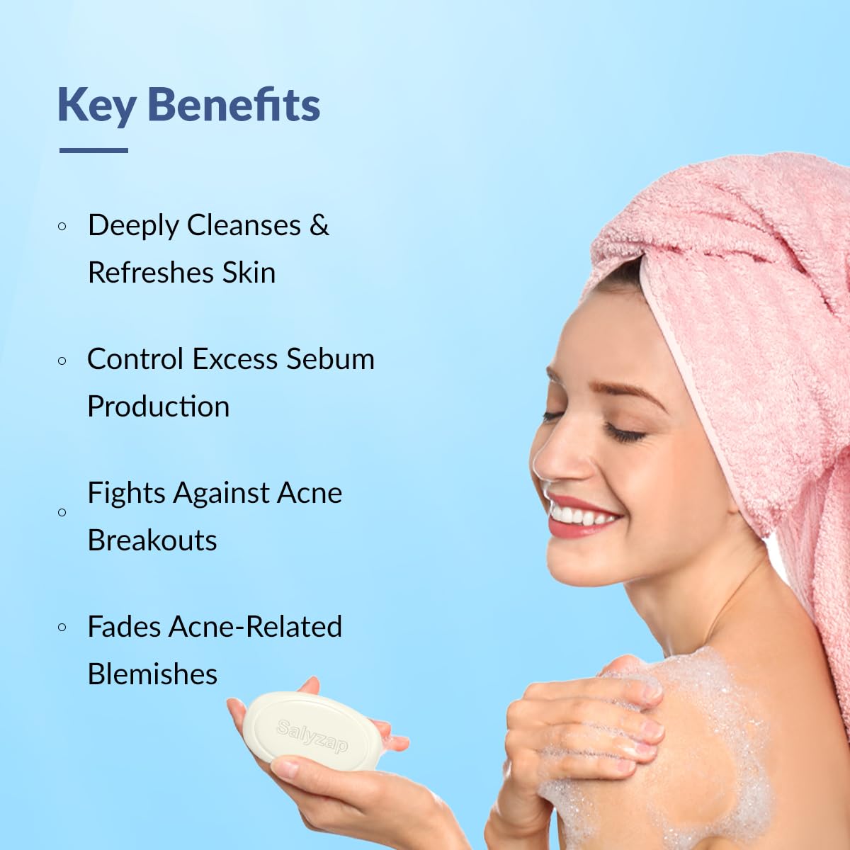 Fixderma Salyzap Salicylic Acid Soap with Vitamin E | Face & Body Soap for Acne-Prone & Oily Skin | Unclog Pores | Controls Excess Sebum | Anti Acne Soap | 75g
