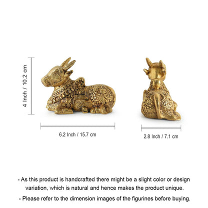 'Nandi Cow' Brass Shiva's Bull Statue Showpiece for Home Temple (Pure Brass, 0.9 Kg) |Nandi Cow Brass Statue Nandi for Puja Temple Nandi Brass Idol Nandi Idol for Pooja Nandi for Mandir
