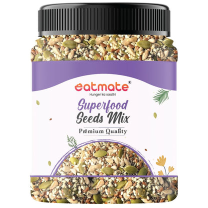 Eatmate Superfood Premium Seed Mix | Protein-Rich Healthy Snack | Pumpkin, Sunflower, Flax, Chia, Sesame & Watermelon Seeds | Fiber-Rich Ready to Eat