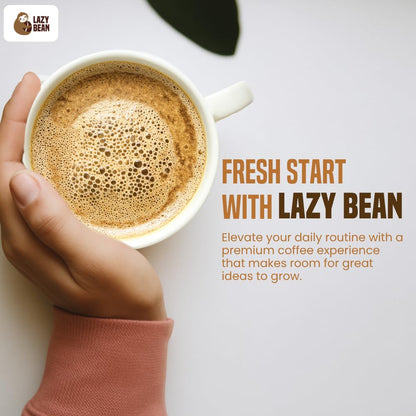 Lazy Bean Vanilla Flavoured - Premium Instant Coffee Powder 50 g | Strong Black Coffee, Rich Aroma, Quick-Dissolving Granules | Ready in Seconds for Hot or Iced Brews at Home, Office, Travel
