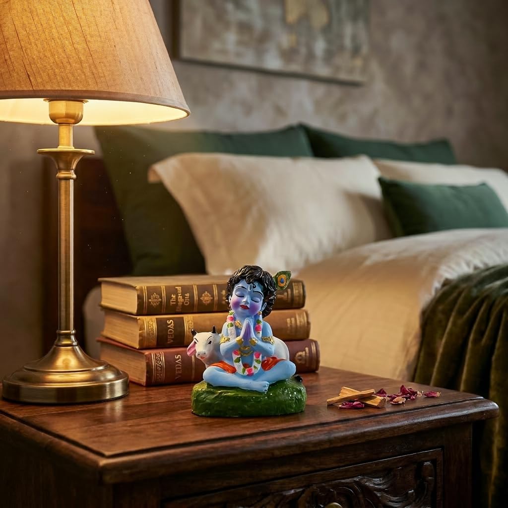 Bal Krishna Idol for Home Decor | Laddu Gopal Murti, Kanha Ji Statue for Puja Room, Temple Decoration, Janmashtami Decor, Spiritual Gift, Krishna Showpiece for Home & Office