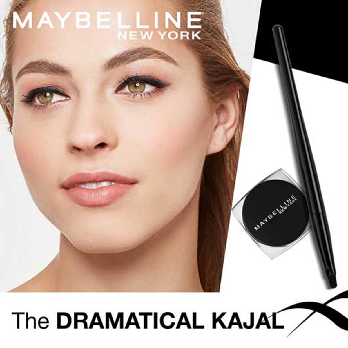 Maybelline New York Glossy Eyeliner, Intense Colour, Long-Lasting, 36Hr Wear, Lasting Drama Gel Eyeliner, Black 2.5GM