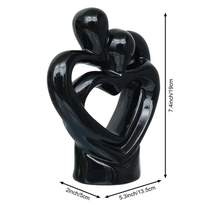 Hugging Couple Sculptures Ceramic Heart Shape Romantic Couple Statue Family Figurine Decorative Showpiece For Valentine Gift Living Room House Warming Anniversary Office & Home Décor (Black)
