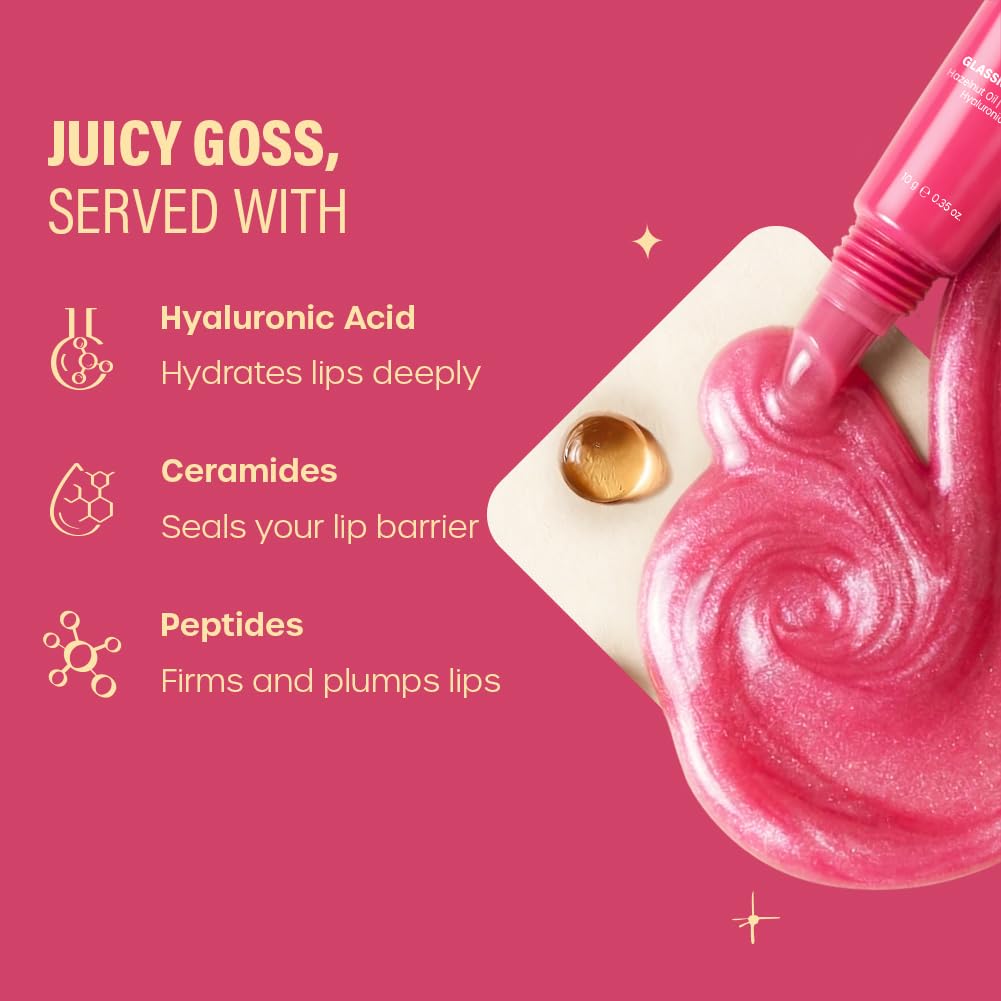 Plum BodyLovin’ Gossippin’ Ginger Ale Glassic Lip Balm | Coral Pink Shimmer Gloss Tint | Hydrating Lip Balm with Hazelnut Oil, Ceramides & Hyaluronic Acid | Moisturizes Dry & Chapped Lips | 10 g