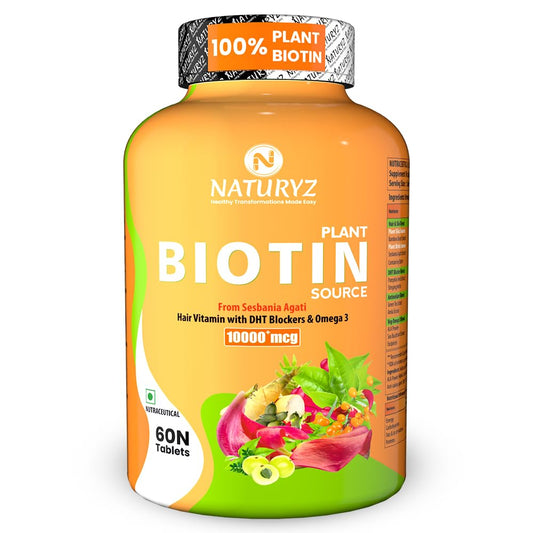 Naturyz Biotin supplement bottle on a white background