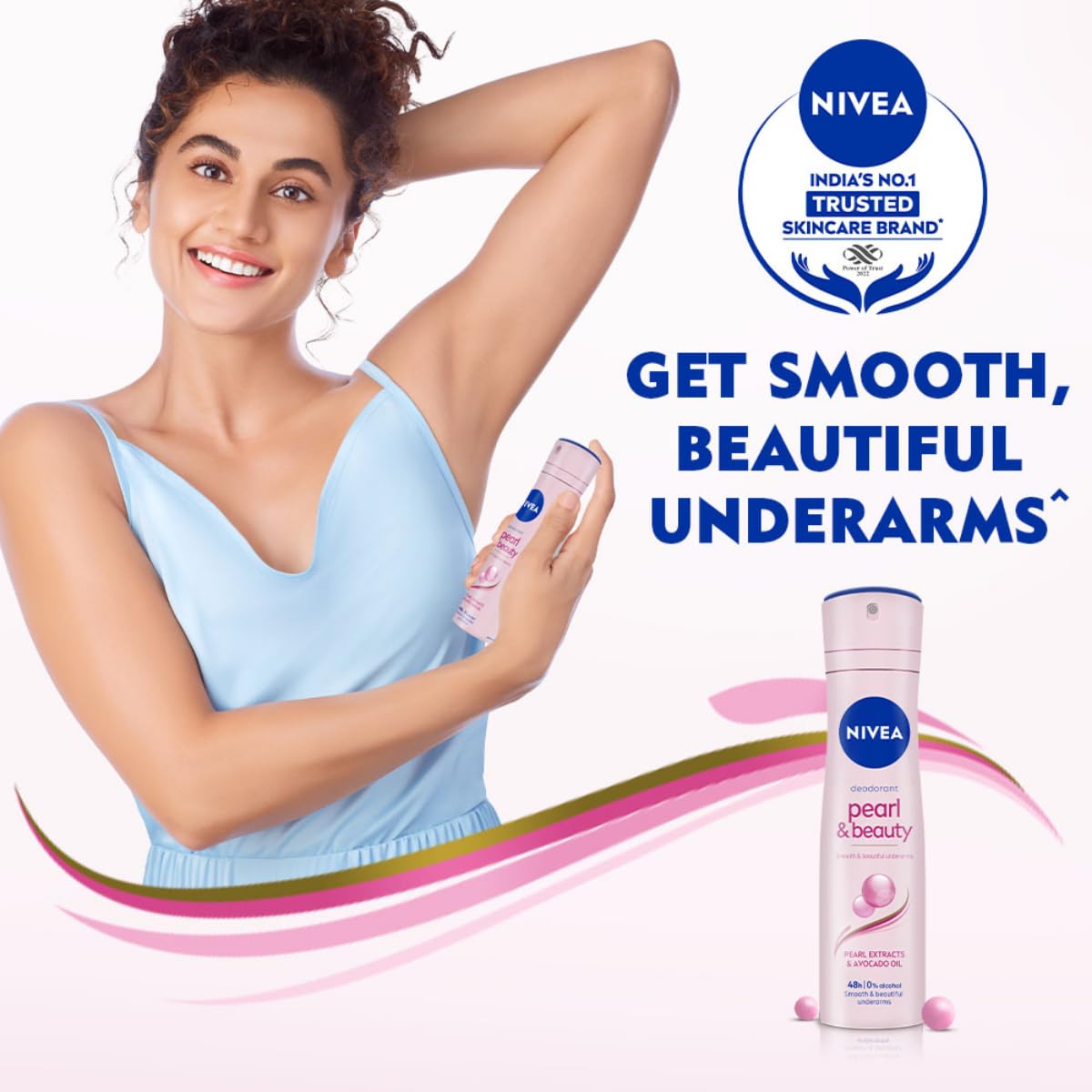 NIVEA Pearl & Beauty Deodorant Spray for Women, 72H Odour & Sweat Protection Underarm Deo, Smooth & Even Underarms, All Day Freshness, Body Odour Protection, Daily Use Body Spray & Deodorant, 150 ml