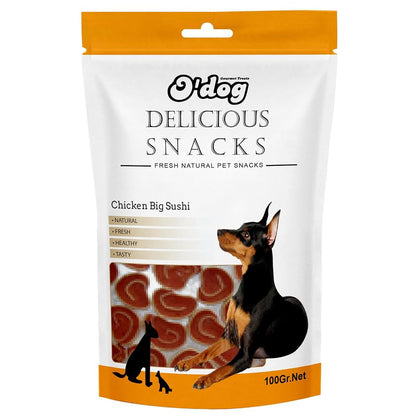 PETS EMPIRE O'Dog Chicken Big Sushi, Healthy Dog Treats, Chewy Dogs Bites for Training and Feeding, Made with Real Chicken, Non-Vegetarian Pup Snacks for Dogs, Puppies - 100g
