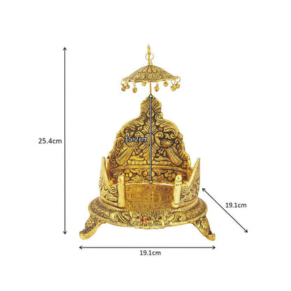 Big Aluminium Metal Antique Golden Finish Singhasan Laddu Gopal aasan, 1 Piece