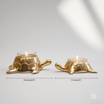 BEHOMA Golden Turtle Votive Holder Mother and Child Set