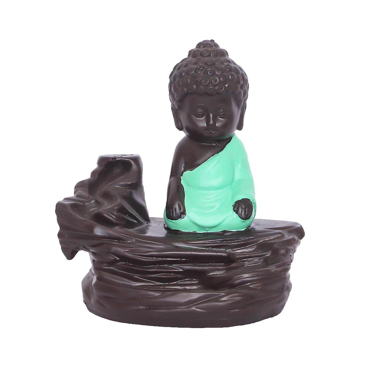 eCraftIndia Green Buddha Backflow Smoke Fountain with 10 incenses