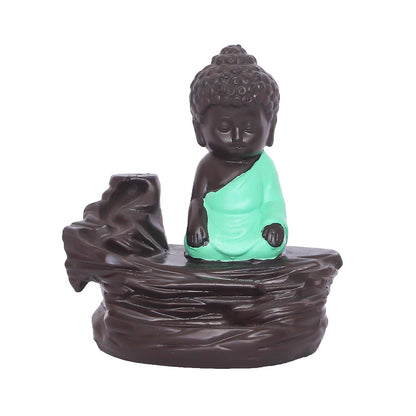 eCraftIndia Green Buddha Backflow Smoke Fountain with 10 incenses