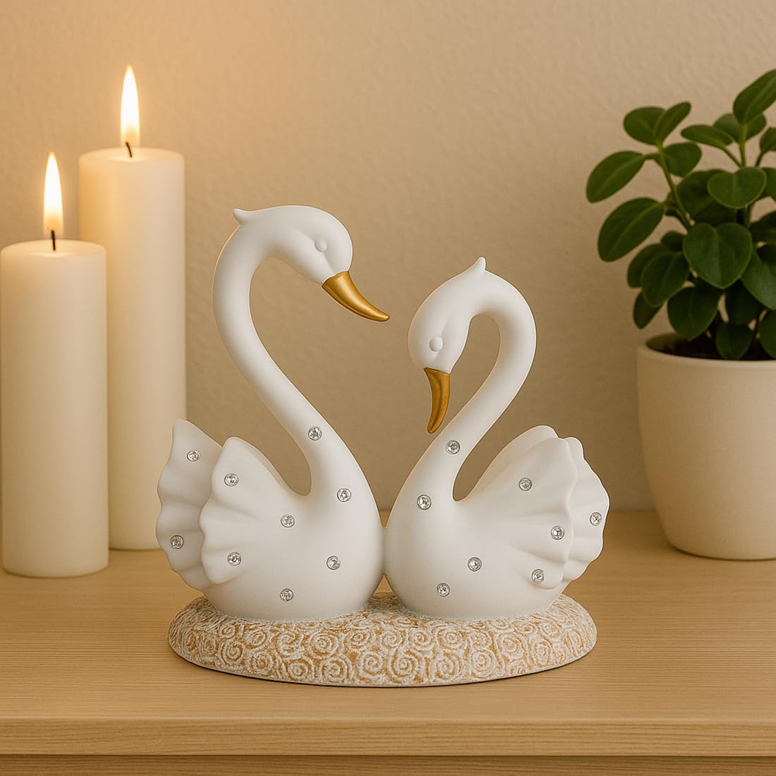 Ceramic Swan Statue for Home Decor - Aesthetic Showpiece - Decorative Sculpture for Home Decor & Office Decor - 16x9x18 CM