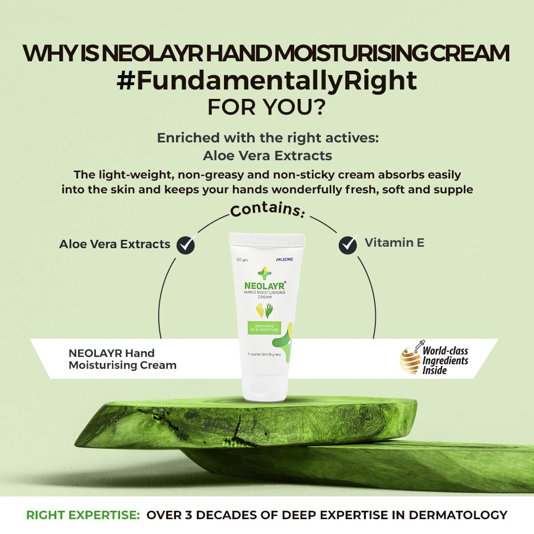 Hand Moisturising Cream - Deep hydration formula for dry & rough hands - With Aloe Vera & Vitamin E - Softening & Rejuvinating - Non sticky & light weight - All Skin Type - Men & Women,50 gm