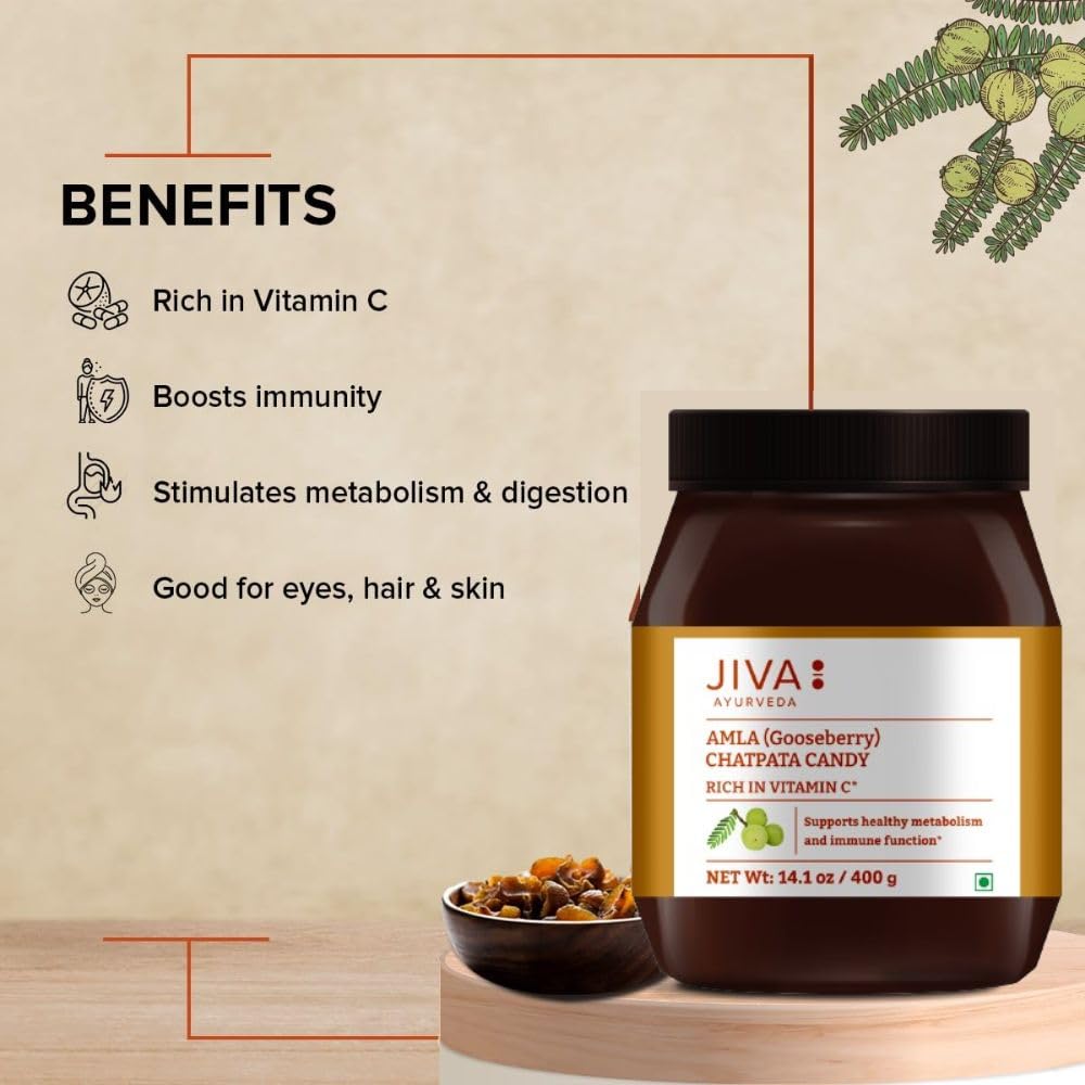 Jiva Amla Chatpata Candy 400gm | Rich In Dietary Fibres & Vitamin C, Boosts Immunity, Supports Healthy Digestion