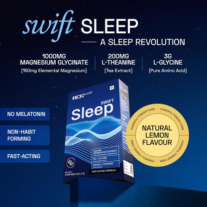 Ace Blend Swift Sleep 15 Servings | Natural Sleep Supplement With Magnesium Glycinate, L-Theanine And Glycine | Deep Sleep Support | Stress Relief | Relaxation | Restful Night Recovery
