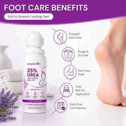 Smartdrops Foot Roll On | Foot Crack Remover Roll On For Cracked Heels | Heel Repair Formula | Heel Care Solution For Men & Women | 50ml (Pack 1)