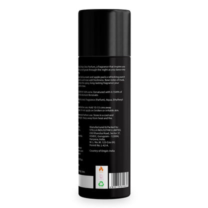 Black aerosol can with text and symbols on a white background