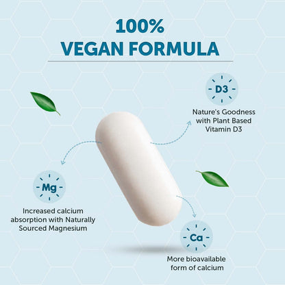 Neuherbs Calcium - 60 Tablets | True Calcium Supplement 1000mg For Men & Women | With Vitamin D3 & Magnesium | Support Bone, Joint & Muscle Health