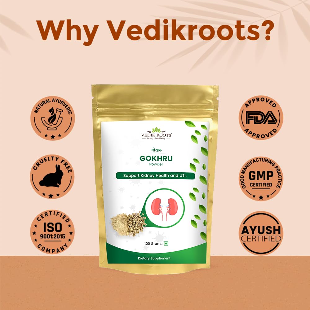 Gokhru Powder - A Natural And Pure Essential Nutrient Rich Remedy For Kidney Health And Urinary Tract Infections(100 GM) (PACK OF 1)