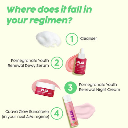 PLIX - THE PLANT FIX Pomegranate 1% Retinol & 1% Bakuchi Oil Anti Ageing Night Cream | Reduces Fine Line & Wrinkles | For Men & Women | 50 G