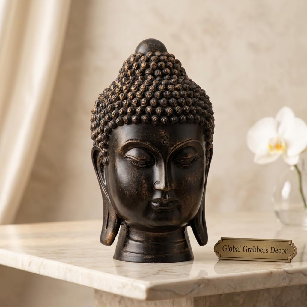 Buddha Idol Statue | Show Pieces for Home Decor Living Room (Antique Golden)