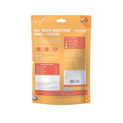 PETOSKA Chicken Honey Sticks- 100gms | Crunchy Dog Treats | Made with Natural Honey & Chicken | Highly Nutritious | Easy to Digest | Enhances Physical Health | Suitable for All Dog Breeds | Pack of 1