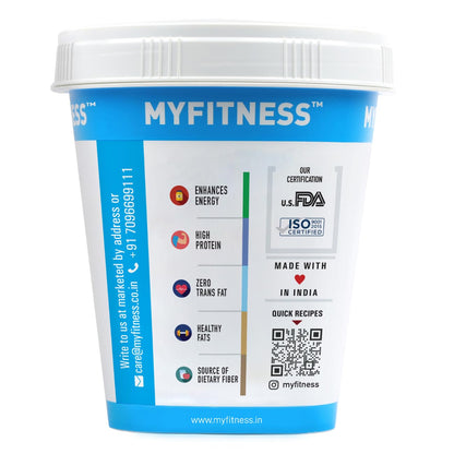 MYFITNESS Peanut Butter Chocolate Spread with Almond Crunch 510g | 25g Protein & 9g Fiber | Tasty & Healthy Nut Butter Spread for Breakfast | Cholesterol Free | Zero Trans Fat | Crunchy Peanut Butter