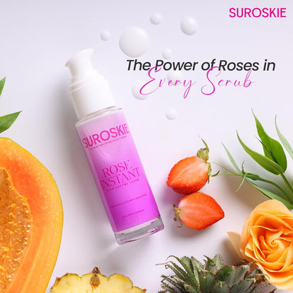 Suroskie Rose Instant Enzyme Face Scrub 50Ml | India’S First Enzyme Scrub For Glowing Skin, Cleans Pores & Dark Spots | Clear White & Black Head | Rose, Aha+ Bha & Cellulose Extract| For Men & Women