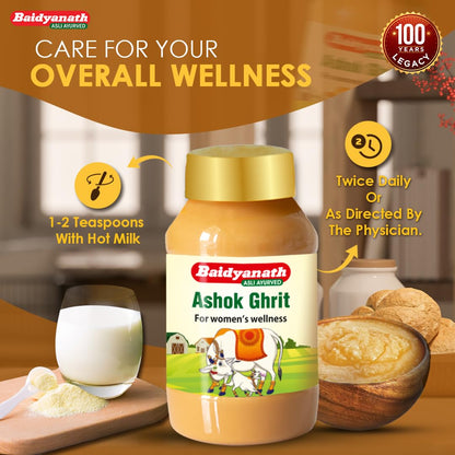 Baidyanath Ashok Ghrita 100 ml | Ayurvedic Wellness For Women | Uterine Support | Anti-Inflammatory & Astringent | Traditional Herbal Remedy
